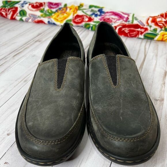 Born Gray Brown Leather Slip On Comfort Loafers - Picture 2 of 9